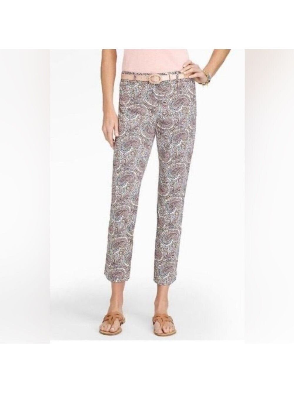 Talbots The Perfect Crop Curvy Paisley Pants 16W Spring Office Career Teacher